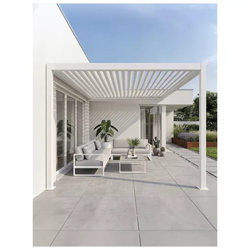 GERDA SOLEO falhoz rögzíthető fehér alumínium pergola, 2 lábas, 3 m