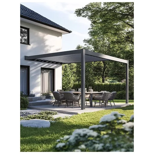 GERDA SOLEO falhoz rögzíthető antracit alumínium pergola, 2 lábas, 4 m