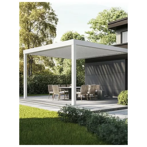 GERDA SOLEO falhoz rögzíthető fehér alumínium pergola, 2 lábas, 4 m