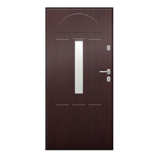 UNI6000 RC2 90N jobbos mahagóni üveges kültéri bejárati ajtó, Werina 1
