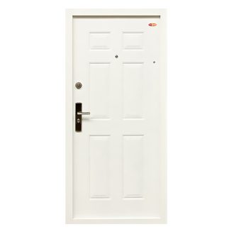   HiSec 95x205 cm F L 6 kazettás fényes fehér jobbos lépcsőházi bejárati ajtó