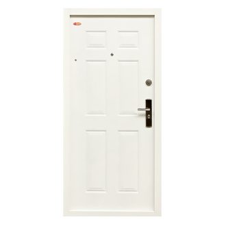   HiSec 95x205 cm F R 6 kazettás fényes fehér balos lépcsőházi bejárati ajtó