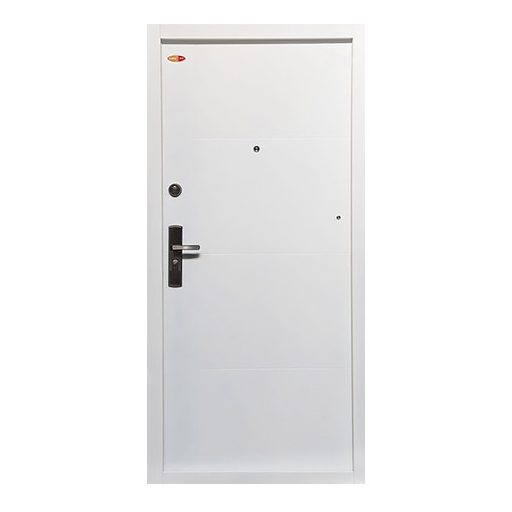 HiSec 95x205 cm WH L modern fényes fehér jobbos lépcsőházi bejárati ajtó