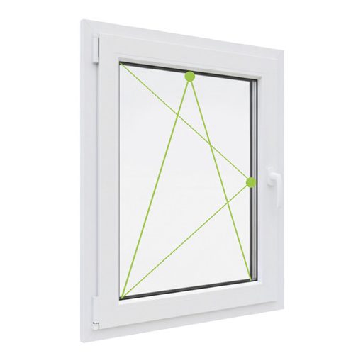 Kömmerling 76 mm-es, balos bukó-nyíló műanyag ablak 118x118-as 2 rétegű üveggel 