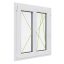 Kömmerling 76 mm-es, középen felnyíló (váltószárnyas) jobbos nyíló-Bukó-nyíló műanyag ablak 118x118-as 2 rétegű üveggel 